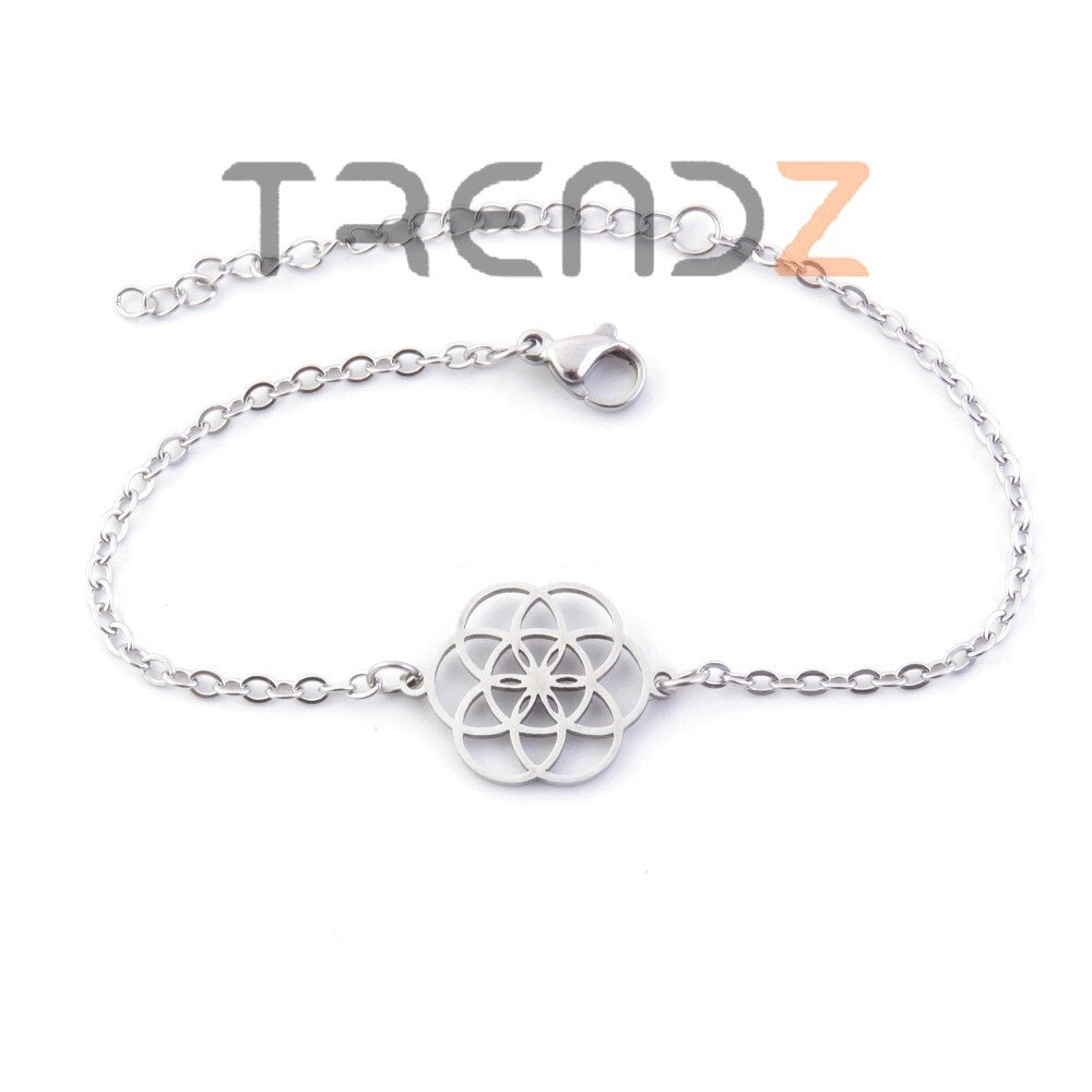Pulsera de acero inoxidable con semilla de la vida