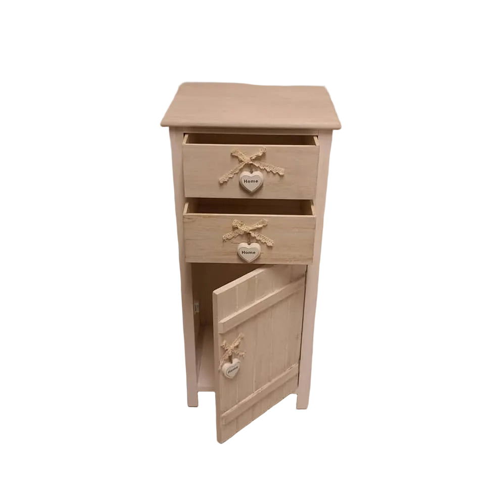 Mueble de madera rustico con corazones