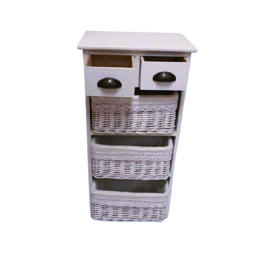 Cajonera auxiliar de madera blanca