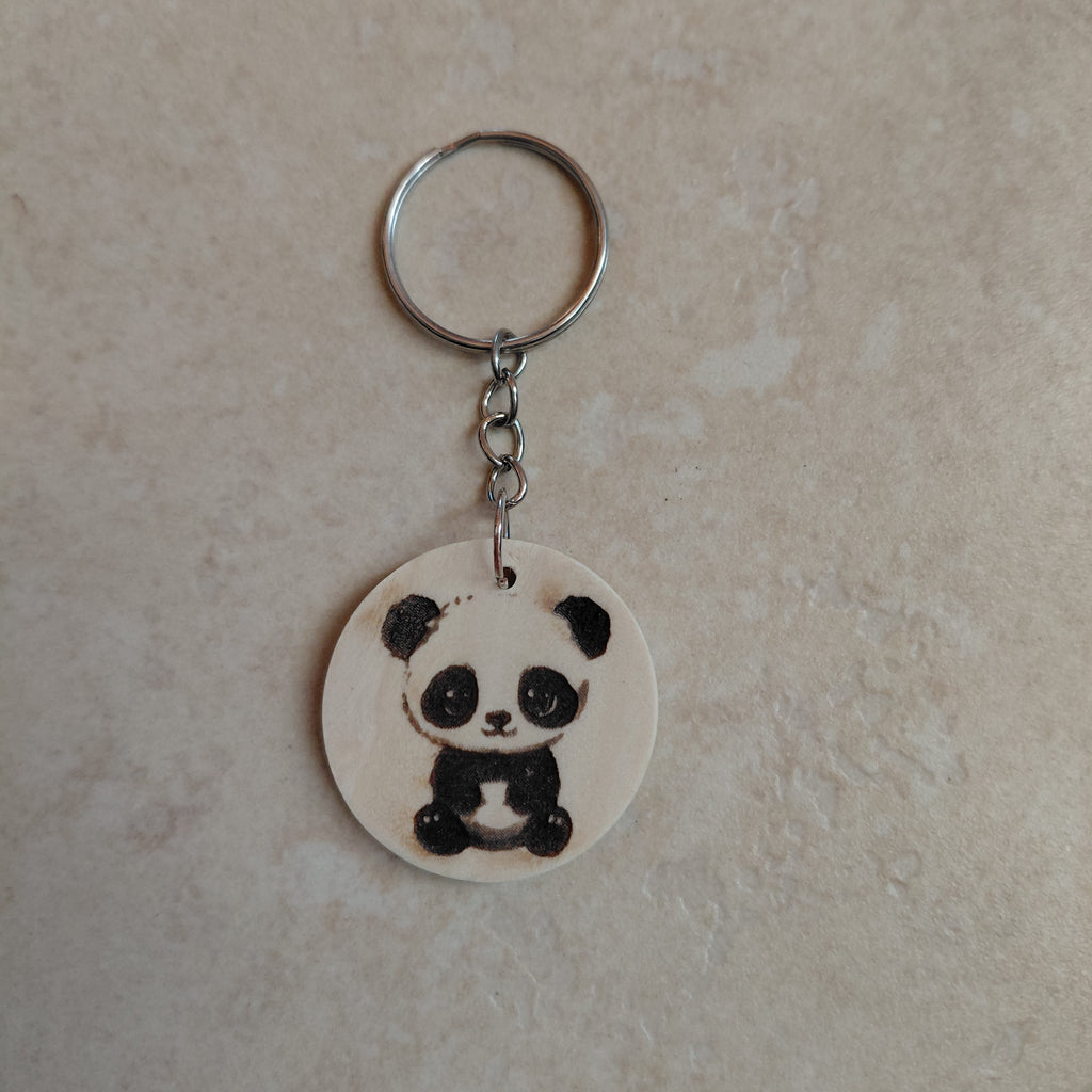 Llavero de madera grabado láser Panda