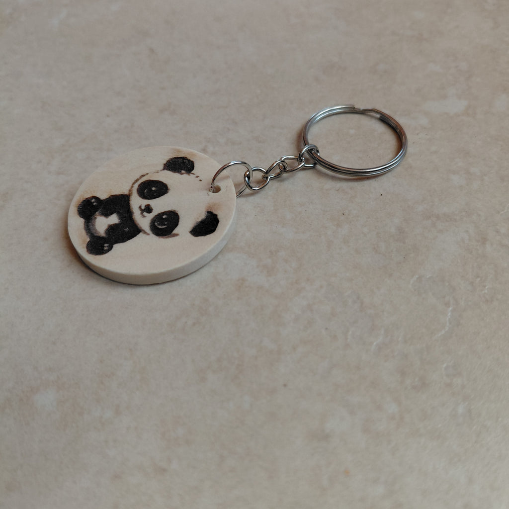 Llavero de madera grabado láser Panda