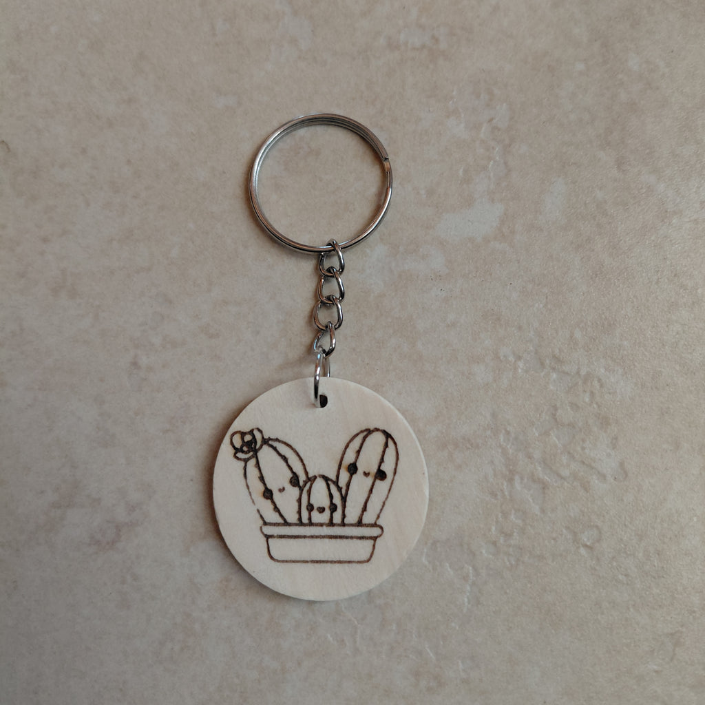 Llavero de madera grabado láser Cactus