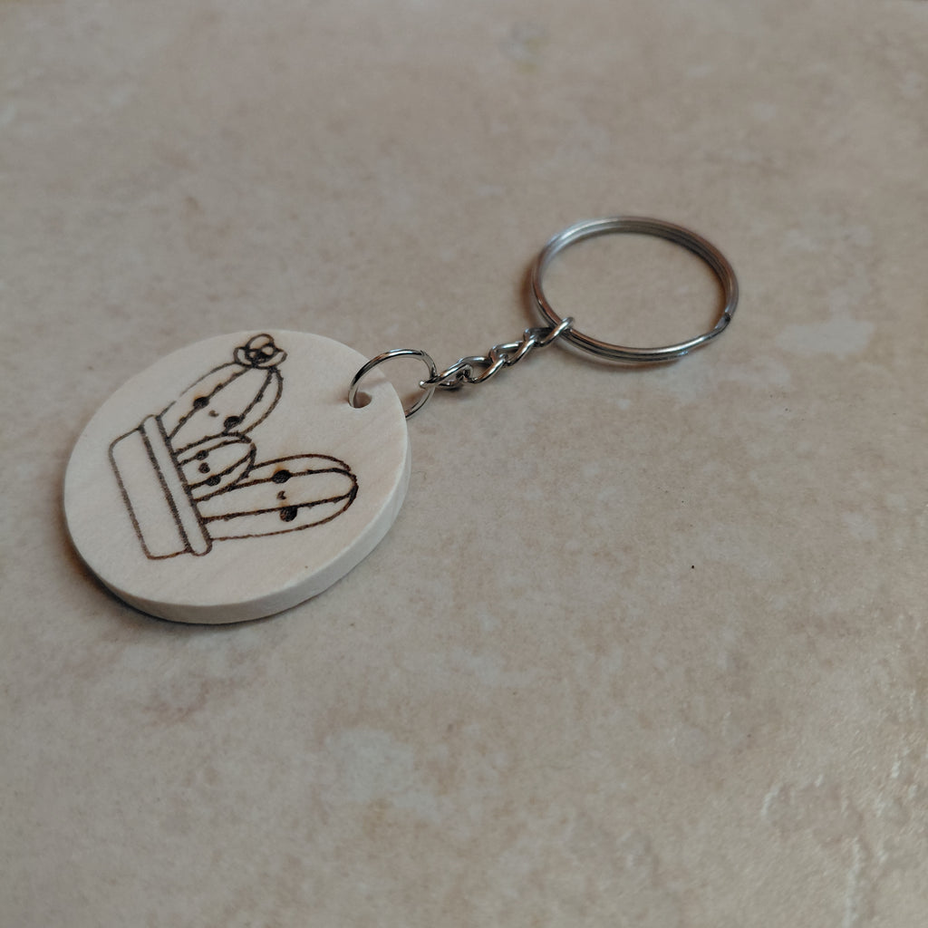 Llavero de madera grabado láser Cactus