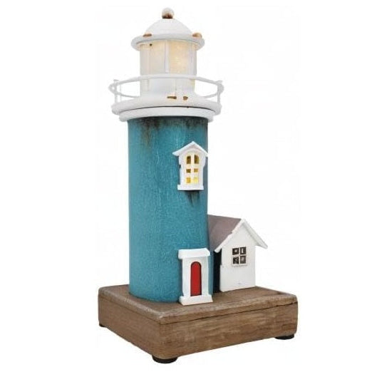 Faro decorativo azul con luz led decoracion marinera