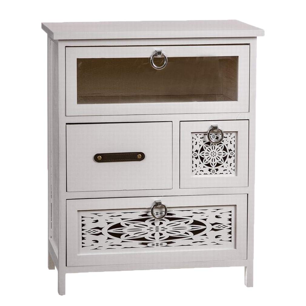 Mueble blanco de madera troquelada