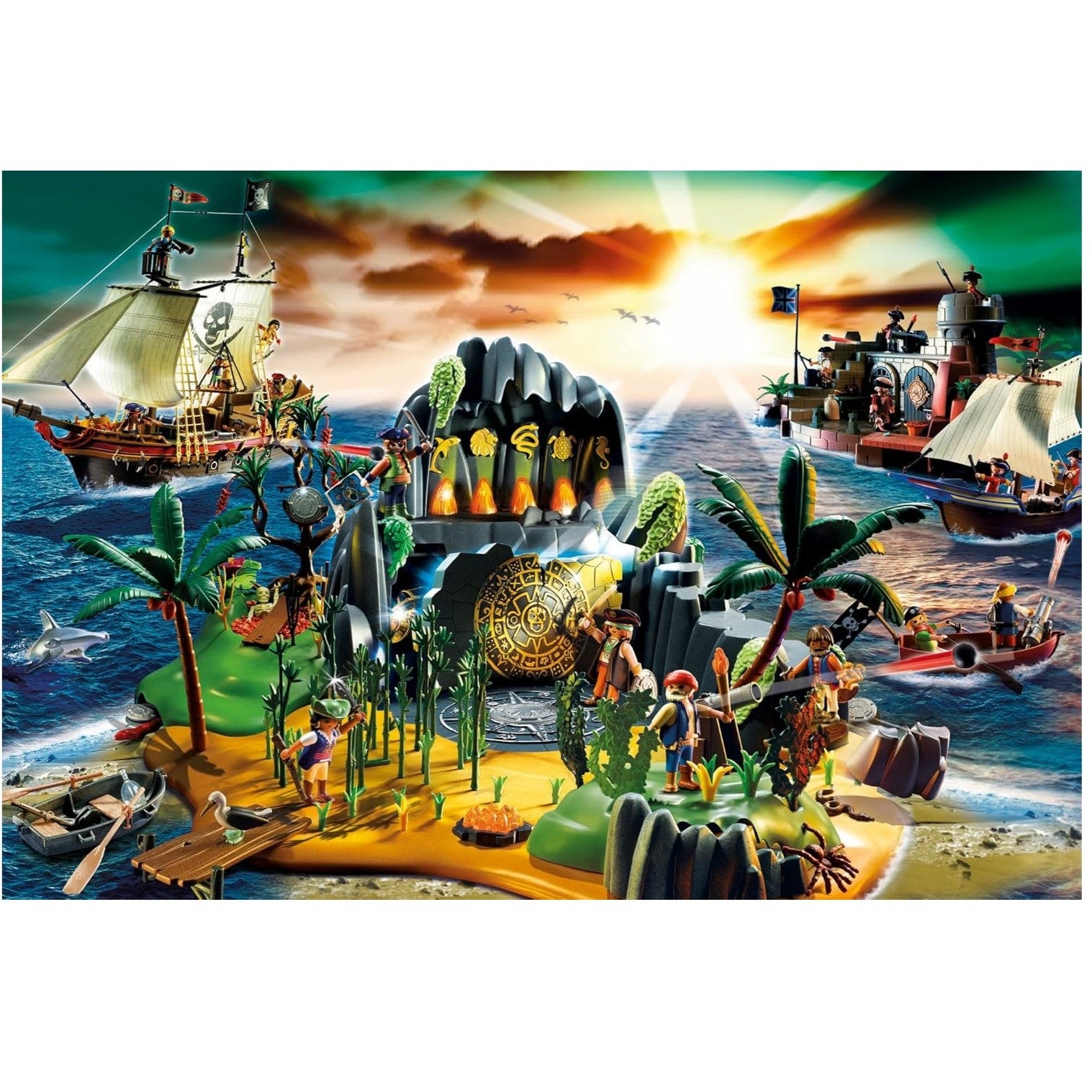 Puzzle Playmobil 150 piezas La isla del tesoro, con figura de pirata incluida