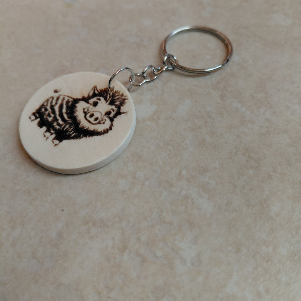 Llavero de madera grabado láser Jabalí