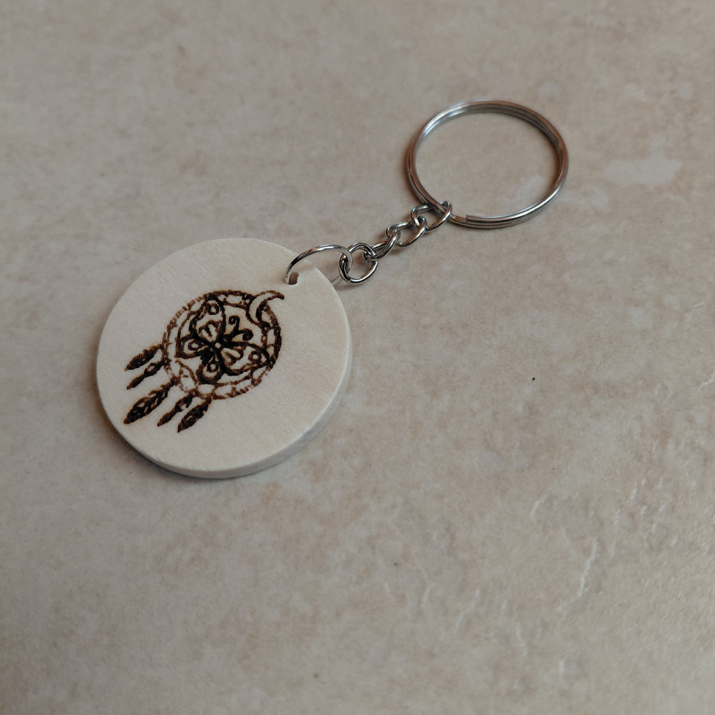 Llavero de madera grabado laser Atrapasueños con mariposa