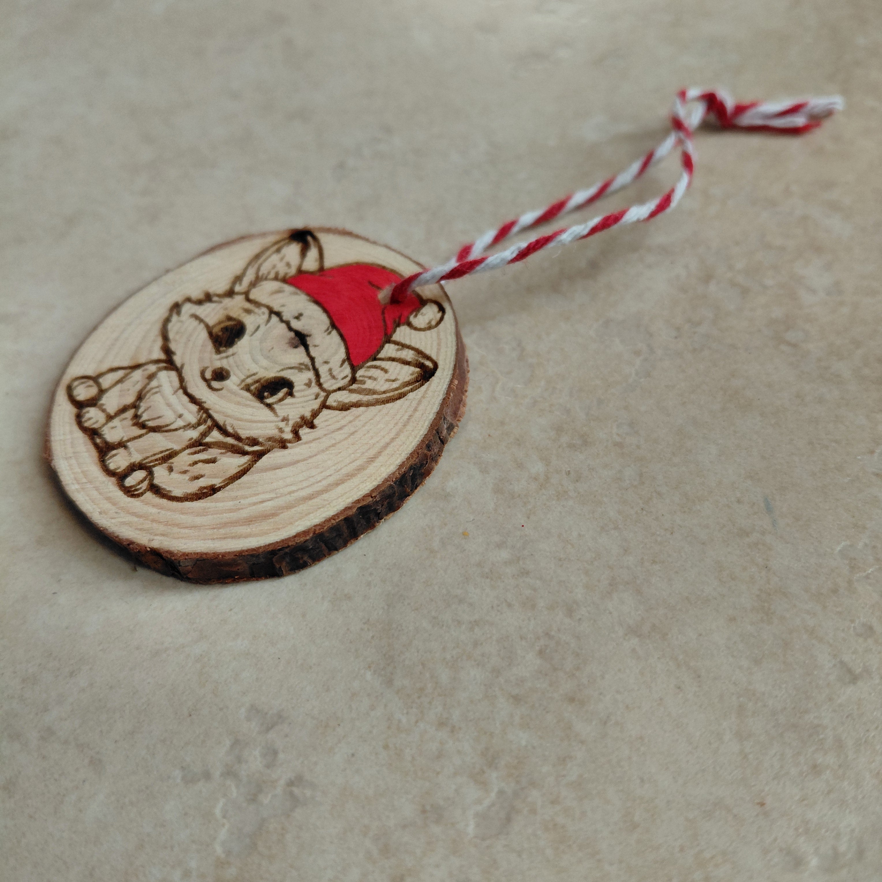 Colgante navideño Zorrito grabado con láser