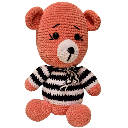 Amigurumi osito rosa con jersey, ganchillo, peluche, regalos, niños, coser, crochet, decoracion, hogar