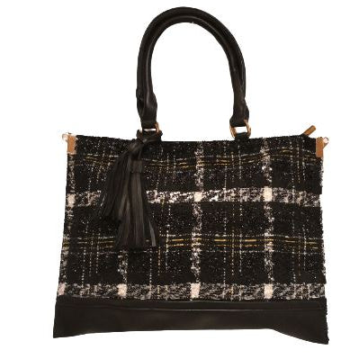 Bolso de mano negro y blanco mujer moda casual