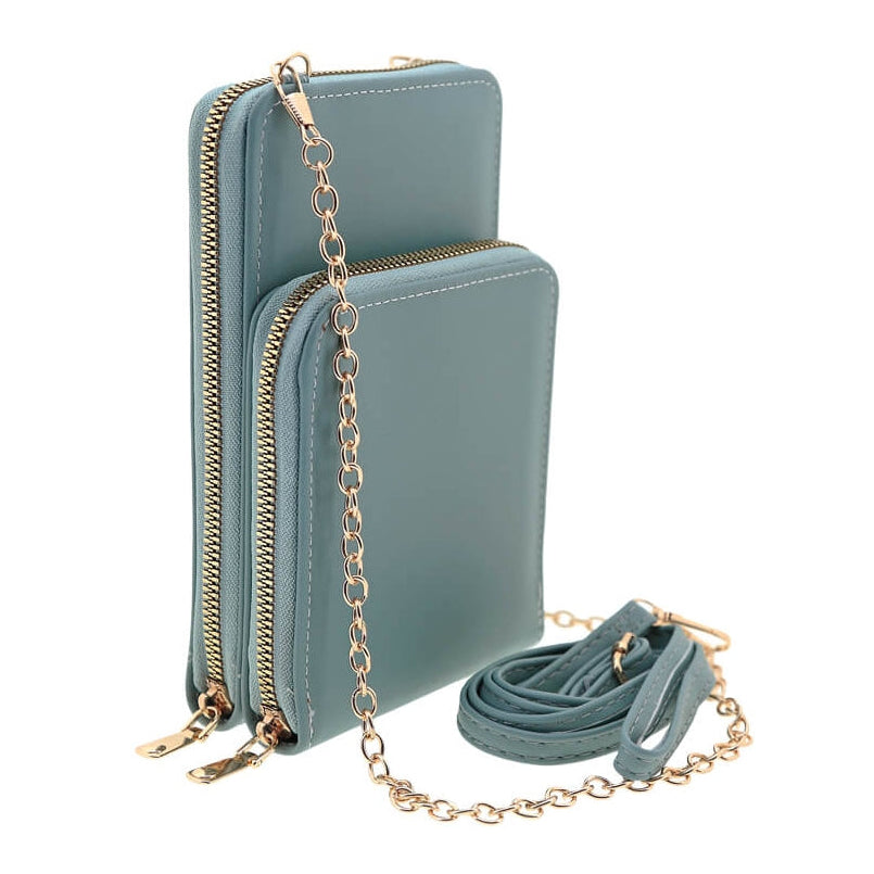 Bolso pequeño fabricado en polipiel, porta móvil, cierre con cremallera y dos compartimentos totalmente separados.

Asa larga bandolera y cadena dorada para tus eventos más especiales.

Un bolso pequeño que por su diseño puedes lucir en una celebración o en tu día a día.

Medidas: 18 x 11  x 4 cm