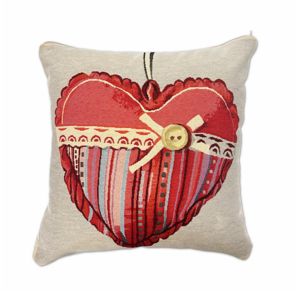 Cojín cuadrado corazon rojo gobelin decoracion hogar