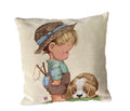Cojín cuadrado niño con perro (40x40 cm)