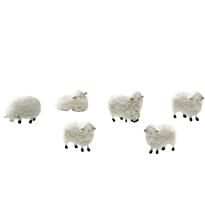 Corderos de resina y lana (4 cm) ideales para tu belén navideño.