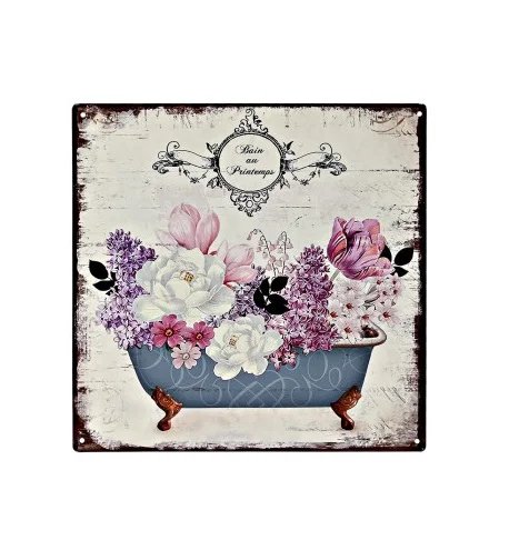 Decoracion de pared, cartel de metal baño