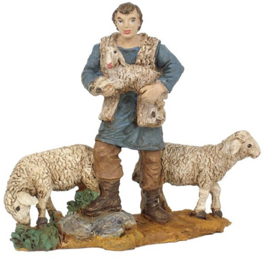 Figura de pastor con corderos 8 cm Oliver Durexina

Figura de resina plástica, resistente
Pintada a mano
Medidas: 8cm apx
Perfecta para colocar en el belén navideño