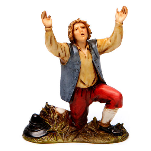 Figura de pastor rezando de pvc serigrafada y acabada a mano.

Moranduzzo es una reconocida empresa italiana especializada en la producción de figuras para belenes y artículos de decoración navideña.&nbsp;