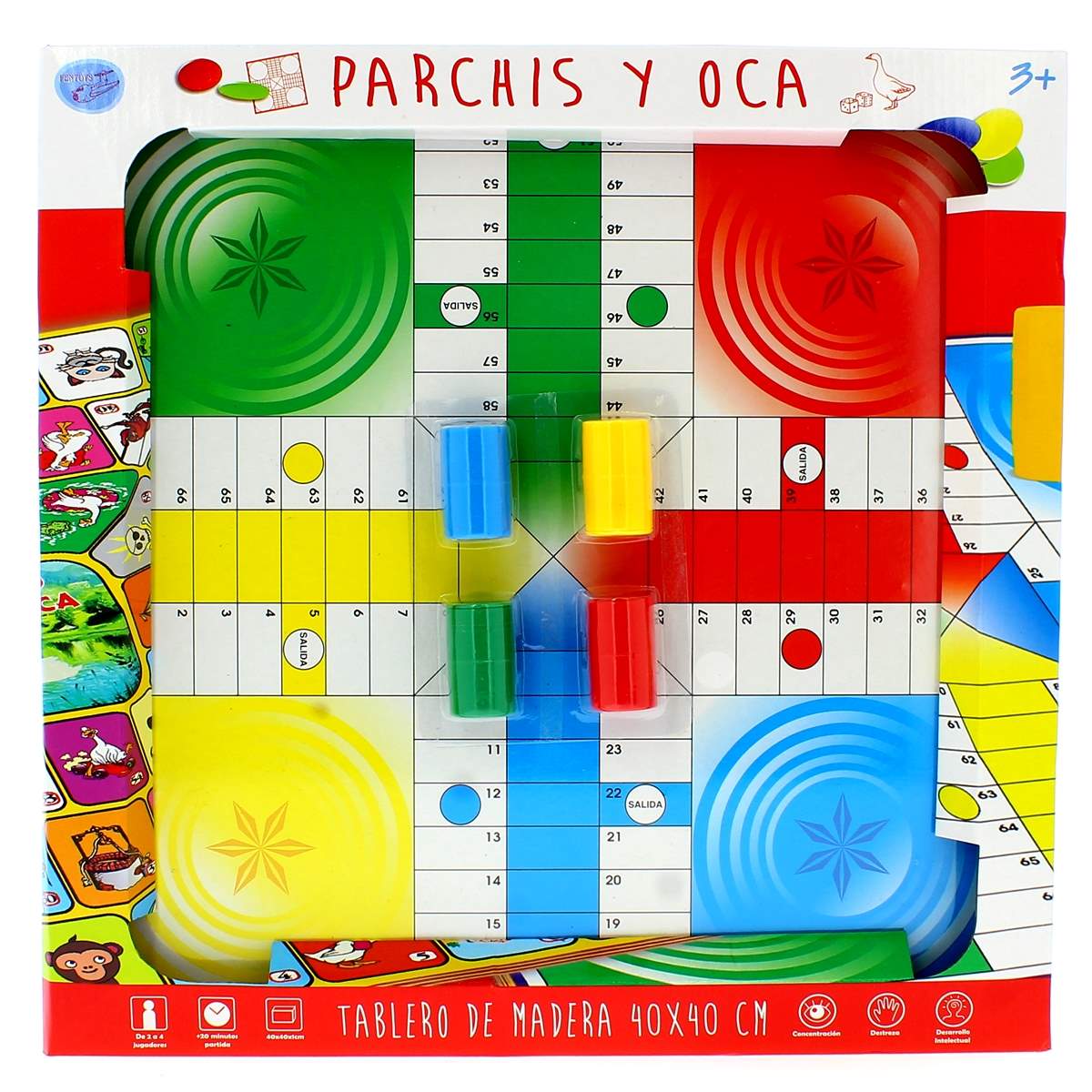 Juego de mesa parchis y oca tablero de madera