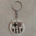 Llavero artesanal grabado láser con escudo del equipo de fútbol del Barça