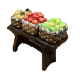 Mesa venta de fruta (9,5x8 cm) ideal para tu belén navideño.