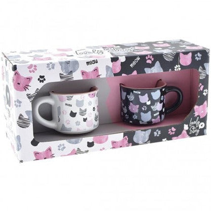 Pack dos tazas cafe gatos ceramica idea regalos