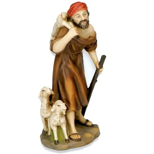 Pastor con corderos navidad belen figuras decoracion