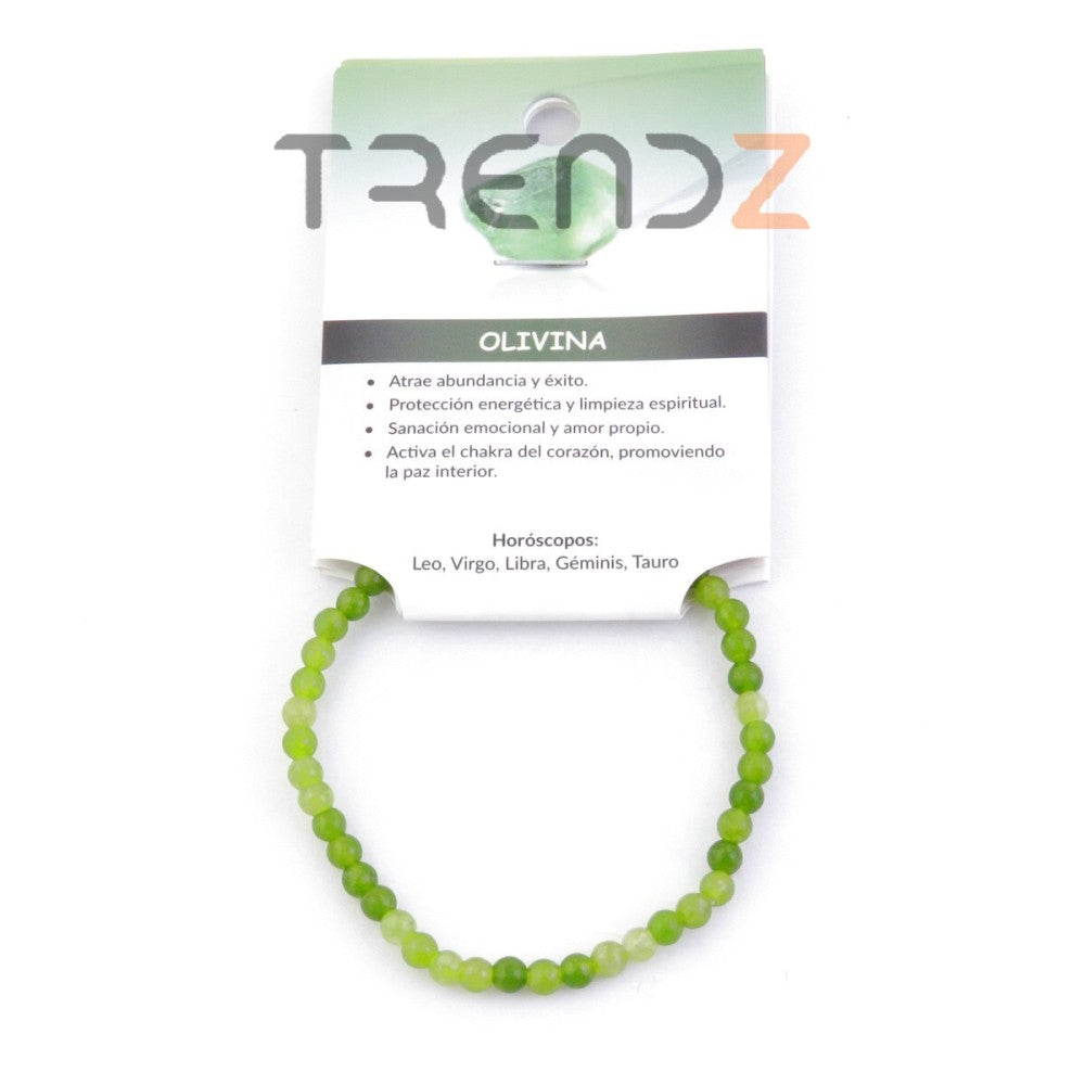 Pulsera elástica olivina piedras minerales energia bisuteria