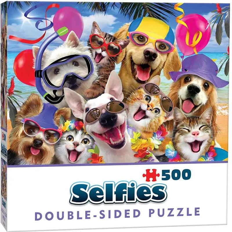 Puzzle_doble_cara_500_piezas_selfie_en_la_playa_animales