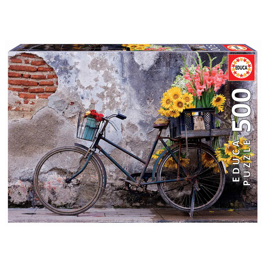 Puzzle educa 500 piezas bicicleta con flores juegos y juguetes 500 piezas