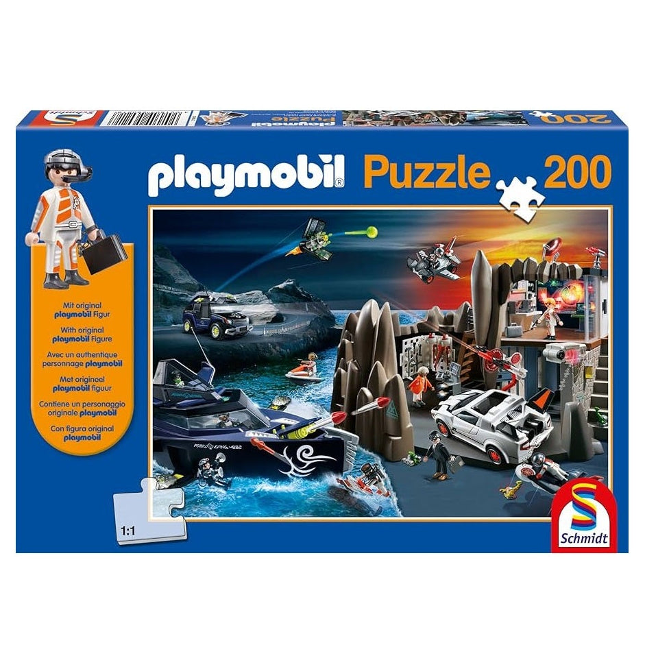 Puzzle playmobil schmidt 200 piezas top agentes con figura incluida juegos y juguetes niños