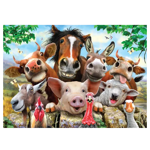 Puzzle selfie en la granja 500 piezas animales doble cara cheatwell selfies