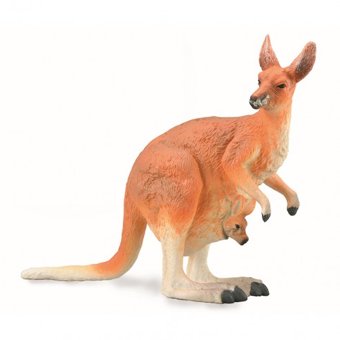 Figuras de animales de colección ideal para niños o para coleccionistas amantes de los animales, figura de canguro rojo hembra con bebe de collecta