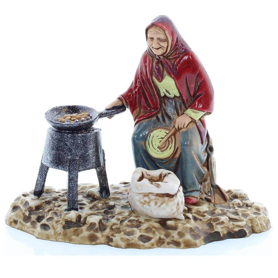 Figura de hombre con burro y perro de pvc serigrafada y acabada a mano.

Moranduzzo es una reconocida empresa italiana especializada en la producción de figuras para belenes y artículos de decoración navideña. castañera