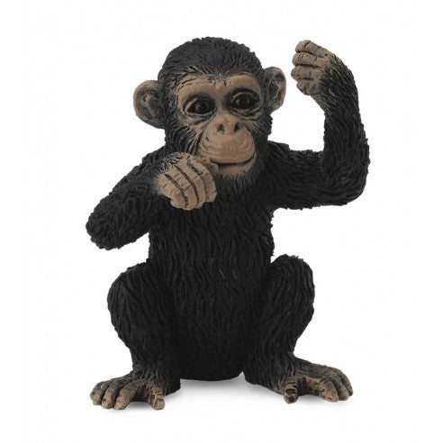 Figuras de animales a escala pintadas con todo lujo de detalles, figura de cachorro de chimpance pensando