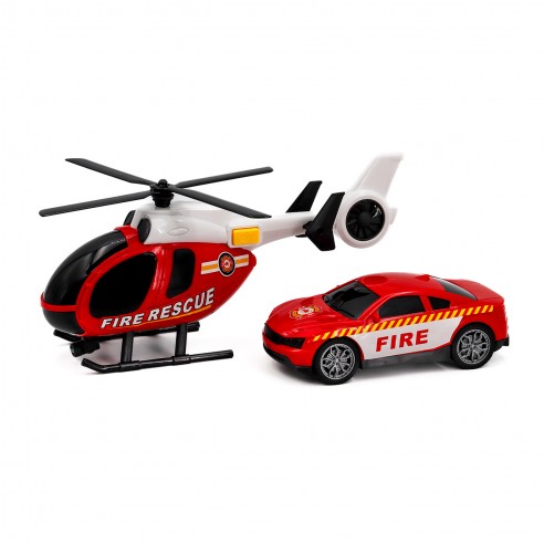 Heroes de la ciudad, Helicóptero + Coche de bomberos (Luz y sonido)