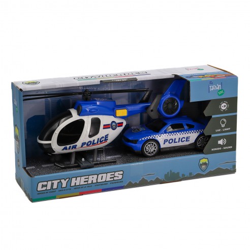 Heroes de la ciudad, Helicóptero + Coche de policía (Luz y sonido)