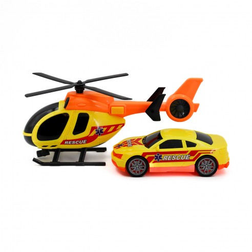 Heroes de la ciudad, Helicóptero + Coche de rescate (Luz y sonido)
