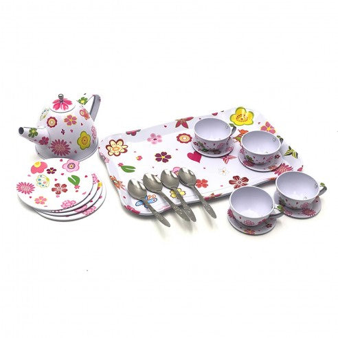 Cocina, Juego de te rosa con bandeja de acero