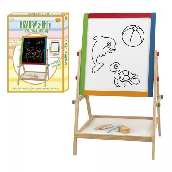 Pizarra 2 en 1 de madera, altura regulable