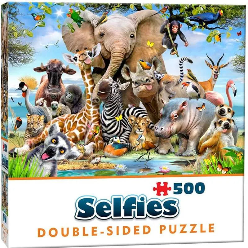 Puzzle Selfie en la jungla, doble cara (500 piezas)