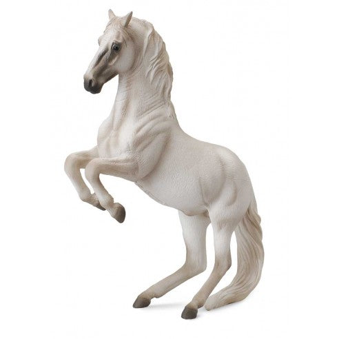 Figura de caballo semental lipizzaner blanco de pie ideal para niños o para coleccionar, figuras de animales para el Belén, figuritas de animalitos para el Pesebre de Navidad