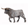 Figura de toro bravo cardeno trotando, figuras de animales a escala, toro bravo gris