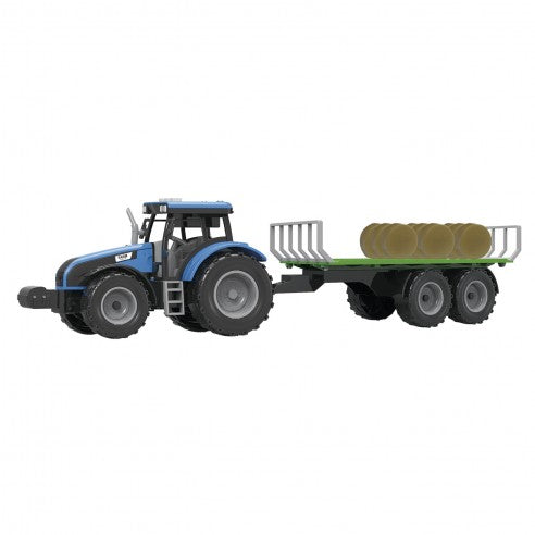 Tractor azul con remolque (Fricción, luz y sonido)