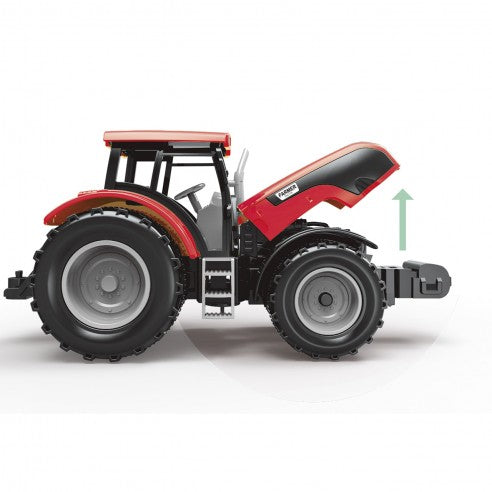 Tractor rojo con apero (Fricción, luz y sonido)