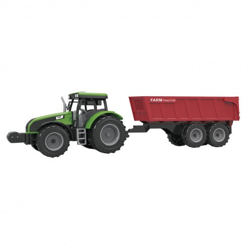 Tractor verde con remolque (Fricción, luz y sonido)