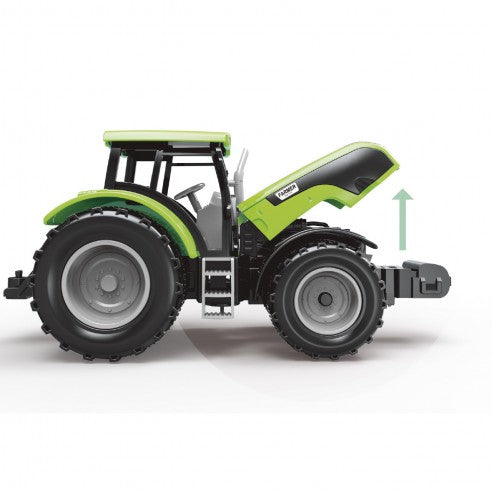 Tractor verde con remolque (Fricción, luz y sonido)