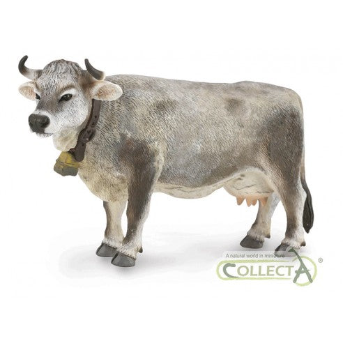 Figura de aca tirolesa gris con campana ideal para niños o para coleccionar, figuras de animales para el Belén, figuritas de animalitos para el Pesebre de Navidad